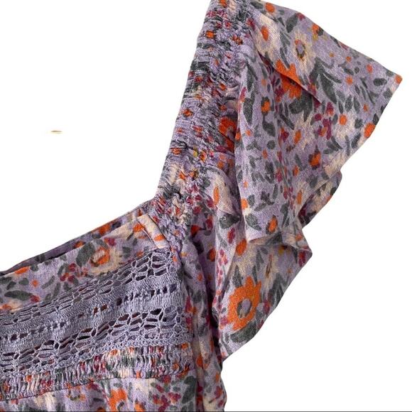 NWT Lucky Brand Phoebe Crochet Trim Sleeveless Top Lilac, Orange Small - Picture 5 of 9